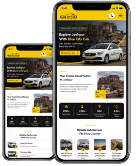 Blue City Cab mobile taxi booking website mockup Blue City Cab mobile taxi booking website mockup