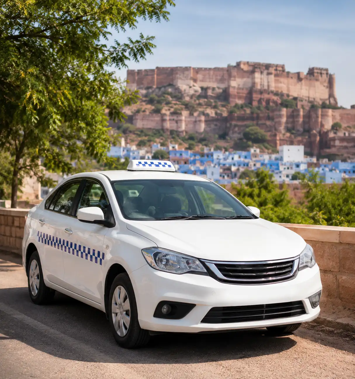 Blue City Cab taxi near Mehrangarh Fort Jodhpur