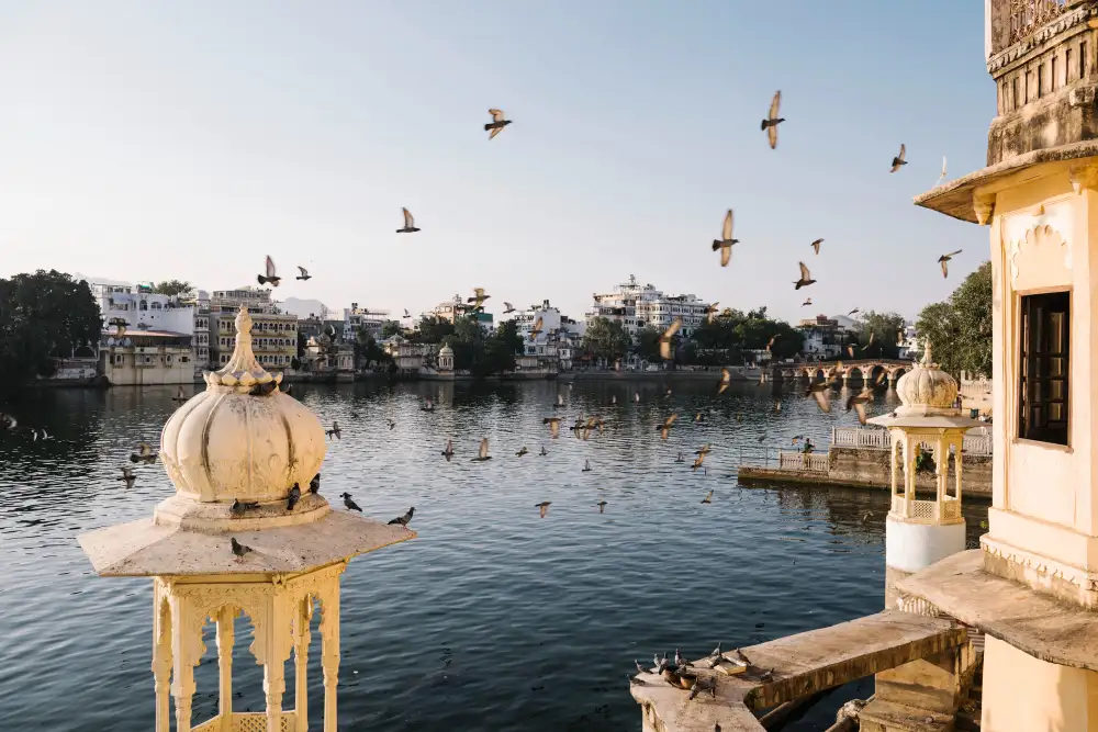 Lake Pichola and City Palace in Udaipur Rajasthan
